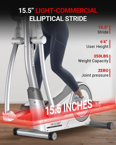 HARISON Elliptical Machine for Home 350 LBS Capacity, Magnetic Elliptical Exercise Machine with 16-Level Resistance Control, Elliptical Trainer