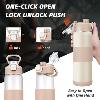 Glass Water Bottle for Protein Mixes 24 oz Protein Shaker Bottles with Whisk Ball Portable Leak Proof Shaker Blender for Fitness BPA Free