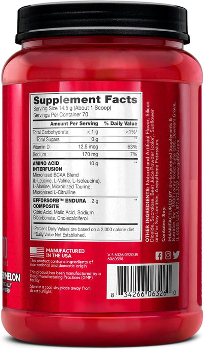 BSN Amino X Muscle Recovery & Endurance Powder with BCAAs, 10 Grams of Amino Acids, Keto Friendly, Caffeine-Free, Support Endurance, Zero Sugar, Grape, 30 servings, 15.34 Ounce (Packaging May Vary)