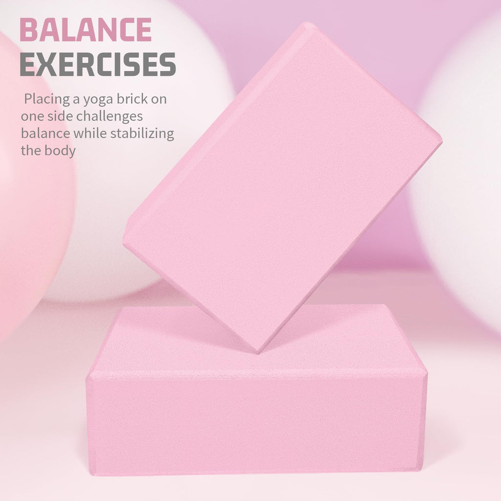 Yoga Blocks 2 Pack, EVA Foam Yoga Block Supportive, Non-Slip Exercise Blocks, Yoga Accessories for Pilates, Meditation, Balance, Stretching and Deep Poses