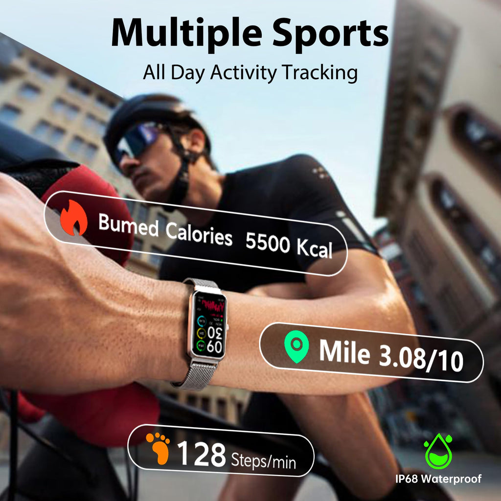 Fitness Tracker with 24/7 Continuous Heart Rate, Blood Oxygen Monitor, Smart Watch with Sleep Monitor, IP68 Waterproof Activity Tracker Step Counter for Women Men (Black)