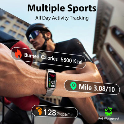 Fitness Tracker with 24/7 Continuous Heart Rate, Blood Oxygen Monitor, Smart Watch with Sleep Monitor, IP68 Waterproof Activity Tracker Step Counter for Women Men (Black)