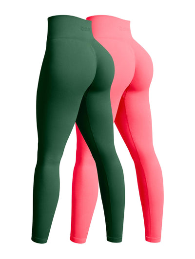 OQQ Women's 2 Piece Yoga Legging Seamless Workout High Waist Butt Liftings Athletic Leggings