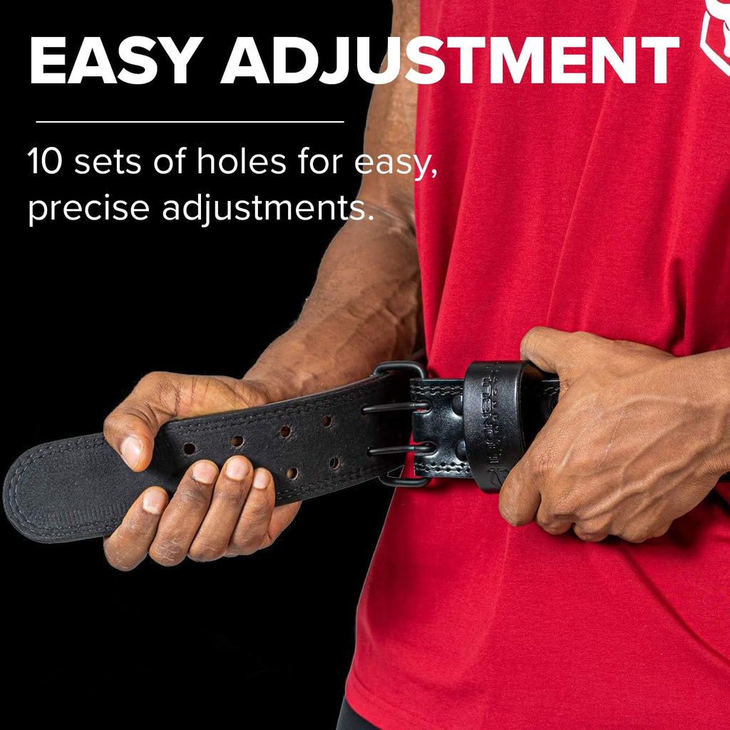 7mm Leather Weight Lifting Belt (IPF, USAPL, USPA, IPL USAW & IWF Approved) - 4" to 2” Tapered Premium Weightlifting Belt for Olympic Lifting, Powerlifting, Cross training, Gym, Workout & Weight Training - Weightlifting Belts for Men and Women