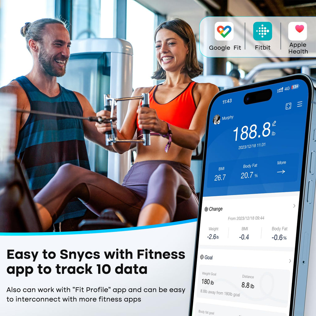 GE Smart Scale for Body Weight, BMI, Body Fat, Muscle Mass, Digital Bathroom Scales 500lbs for Bluetooth Weight Monitor 11.8" Large Platform Weighing Machine Health Analyzer with App