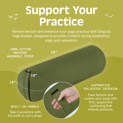 Retrospec Retrospec Sequoia Yoga Bolster Pillow - Meditation Cushion for Yoga Practices - Includes Machine Washable 100% Cotton Cover & Durable Carry Handle