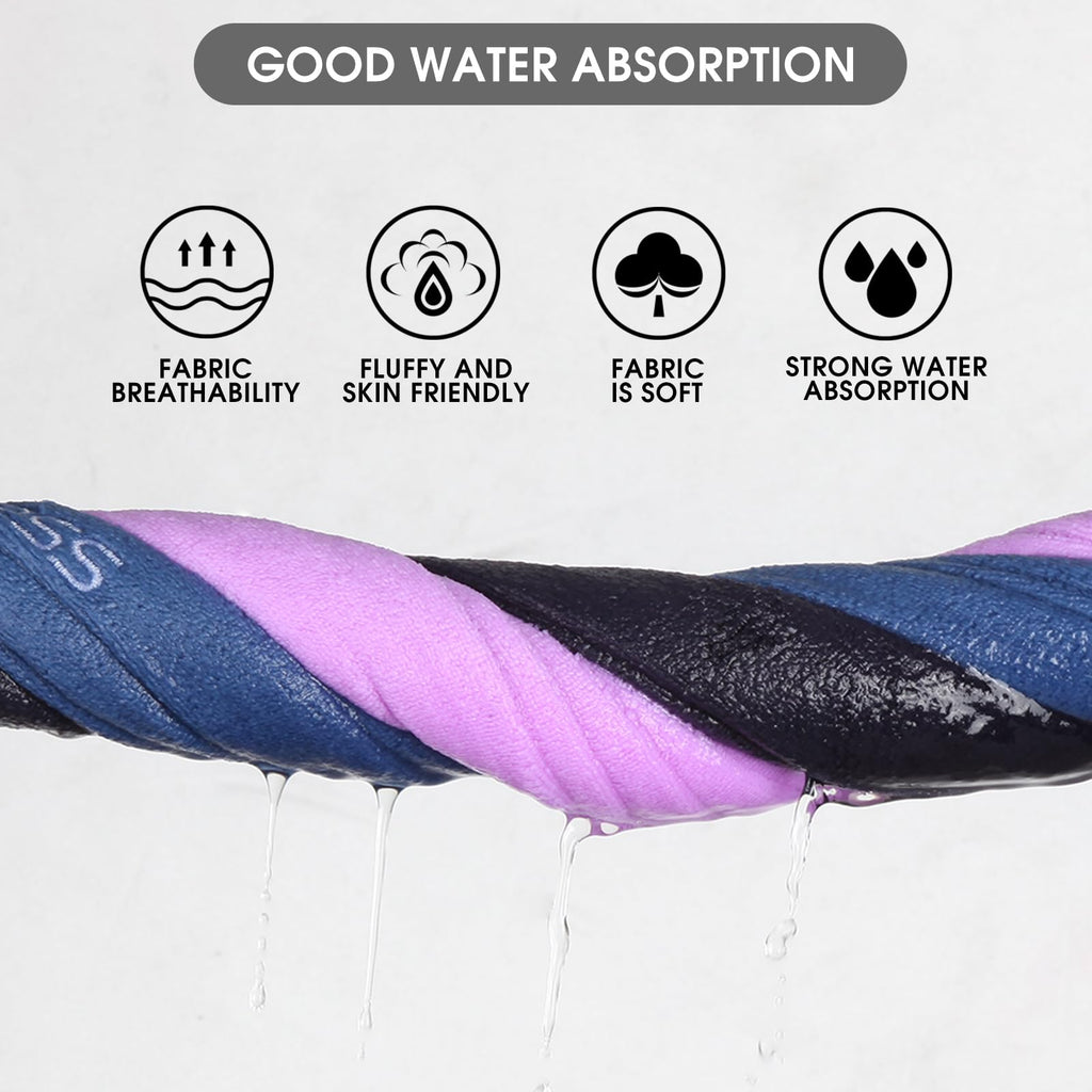 Microfiber Gym Towel Set for Men Women, Super Soft and Quick-Drying Towels for Fitness, Yoga, Cycling, Swimming (Blue+Grey+Purple, 3 Pack)