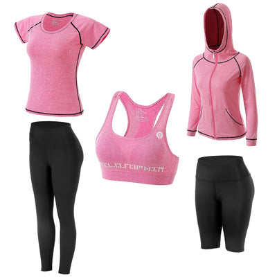 Women Workout Clothes Set 5 PCS Exercise Athletic Outfits Set