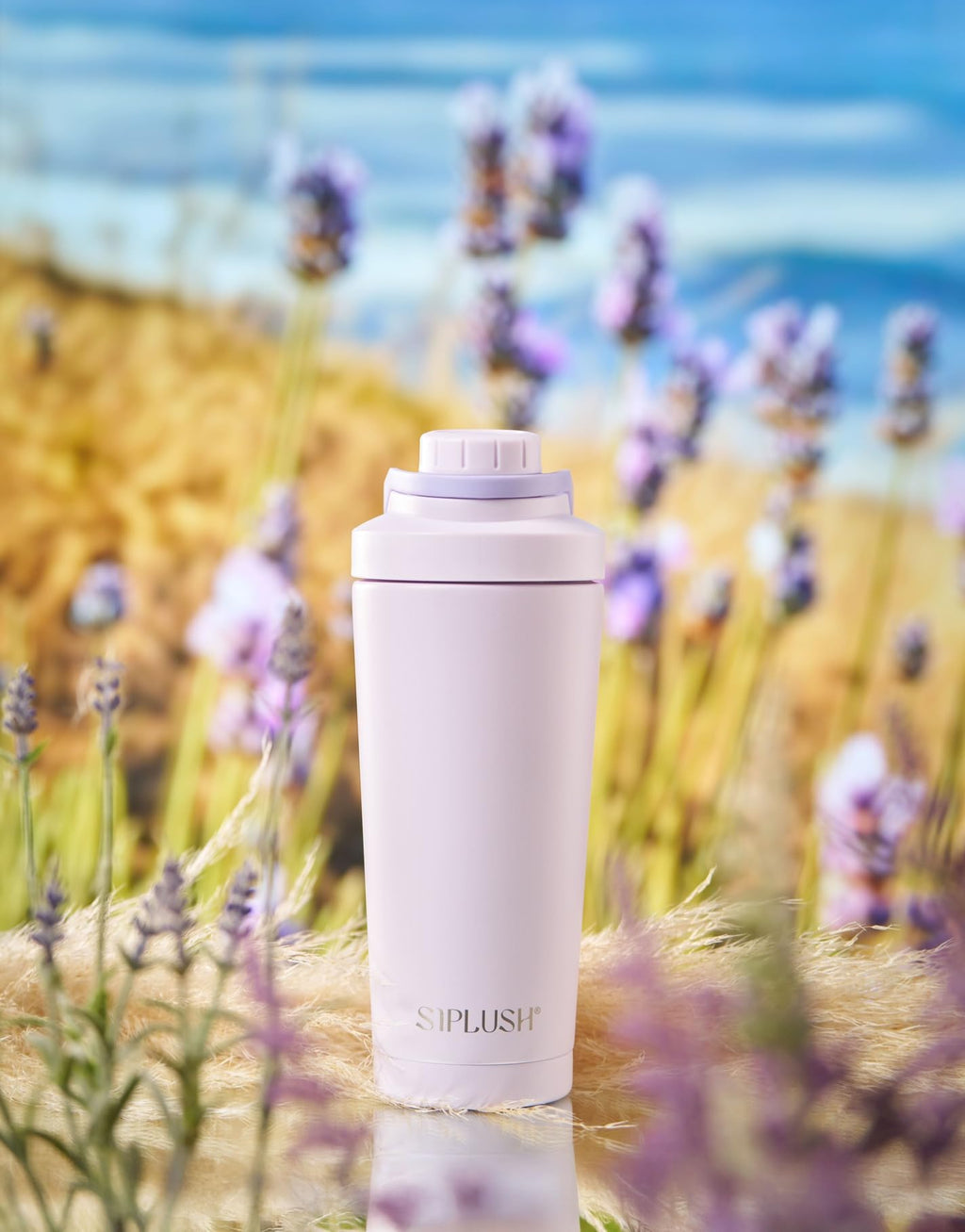 Paradise Shaker Bottle 24 oz, Insulated Stainless Steel Protein Shaker, Dishwasher Safe, with Lid Brush & Protective Boot, Leakproof Twist-Off Chug Cap, Sage Green, Tahoe Mist