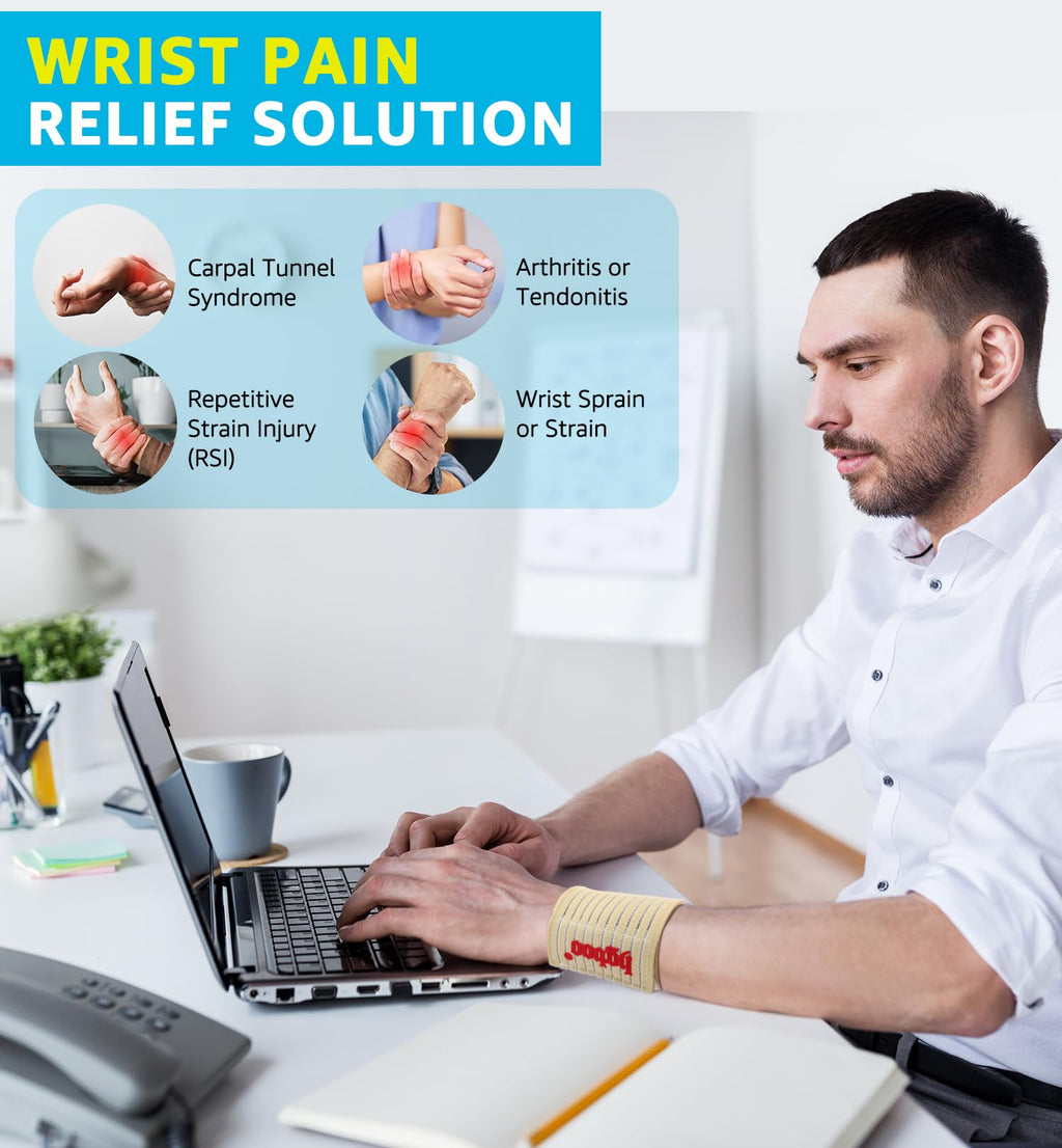 Compression Wrist Bands (2 PCS), High-Elastic Straps Wrist Wraps Wrist Brace for Sports Weightlifting Tennis Basketball Tendonitis Carpal Tunnel Arthritis - Breathable Fabric (Black)