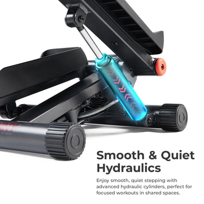 Sunny Health & Fitness Mini Stepper for Exercise at Home, Stair Step Workout Machine with Resistance Band and Over 300lb Weight Capacity, Optional Twist Motion and Free SunnyFit App Connection