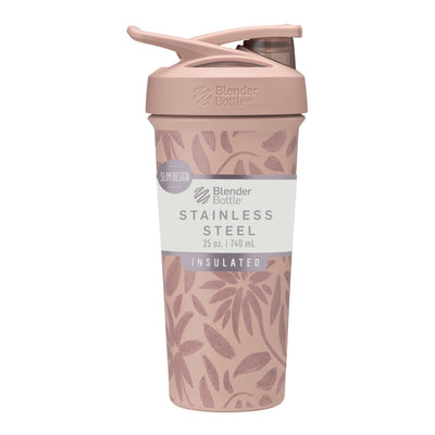 BlenderBottle Strada Shaker Cup Insulated Stainless Steel Water Bottle with Wire Whisk, 24-Ounce, Black