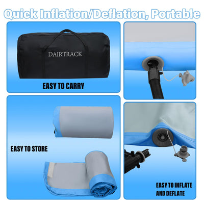 DAIRTRACK Inflatable Gymnastics Air Mat 10ft/13ft/16ft/20ft Tumble Track Tumbling Mats for Home Use/Gym/Training/Cheerleading/Yoga/Water