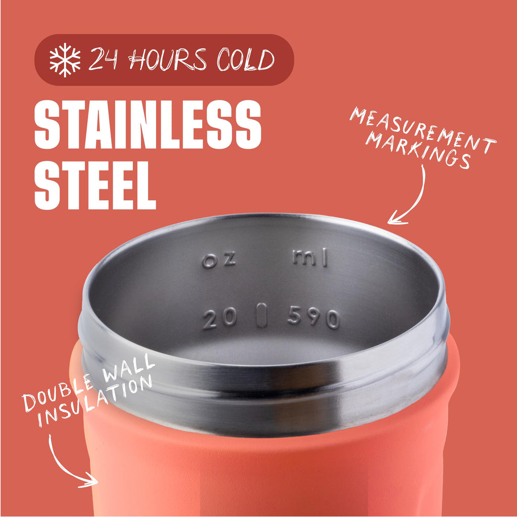 BlenderBottle Strada Shaker Cup Insulated Stainless Steel Water Bottle with Wire Whisk, 24-Ounce, Black