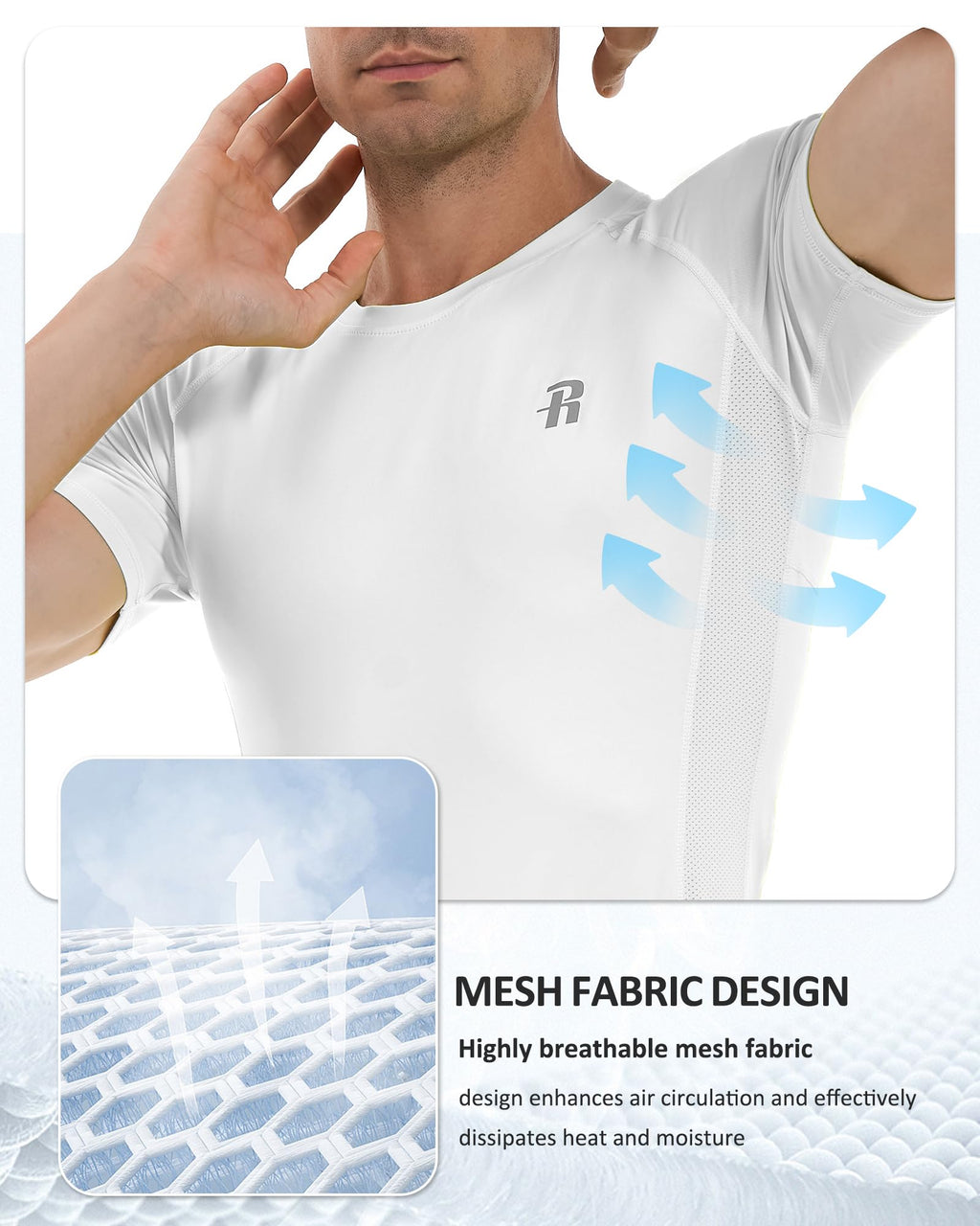 Runhit 3 Pack Men's Compression Shirts Short Sleeve Athletic T Shirt Cool Dry Workout Tops Sports Base Layer Undershirt