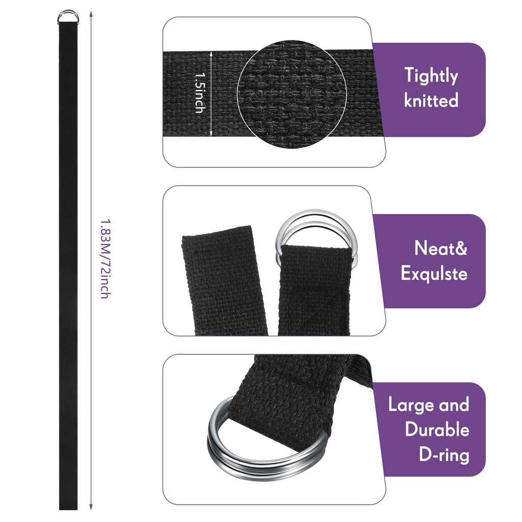 Jerify 10 Pcs Yoga Strap for Stretching Bulk 6ft Exercise Stretch Band with Metal D Ring Adjustable Pilates Non Elastic Yoga Stretch Belt for Women Men Physical Fitness Gym Workout Dance
