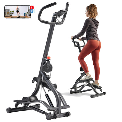 Sunny Health & Fitness Stair Stepper w/Handlebar, Extended Step Range Climber Machine for Legs, Core and Glute Workouts, Connection with Free SunnyFit App