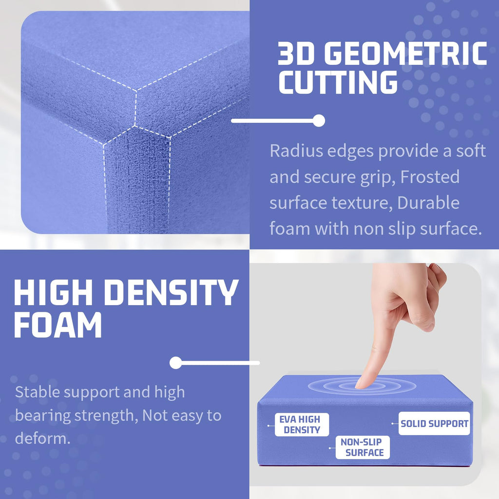 Yoga Blocks 2 Pack, EVA Foam Yoga Block Supportive, Non-Slip Exercise Blocks, Yoga Accessories for Pilates, Meditation, Balance, Stretching and Deep Poses