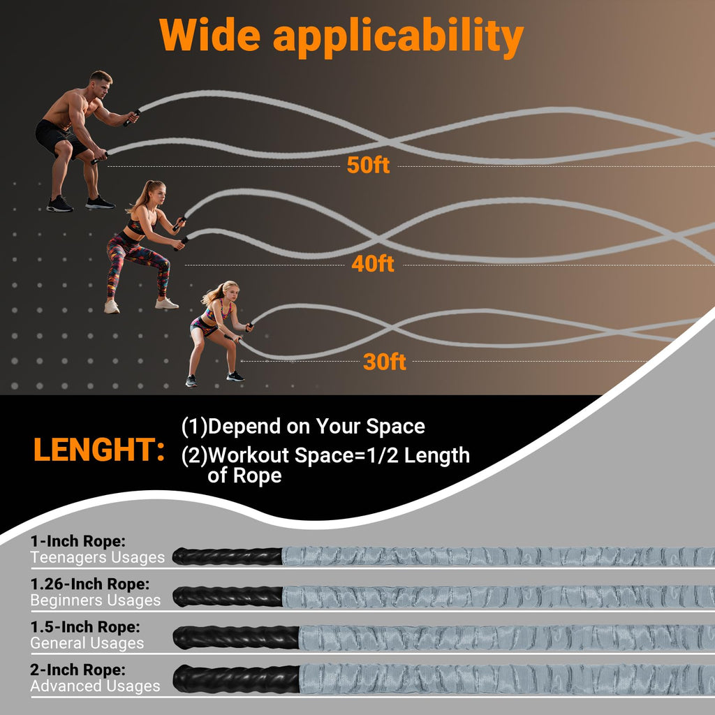 Battle Rope 1/1.26/1.5/2 Inch Diameter,Pink 30FT/40FT/50FT Exercise Workout Ropes for Home Gym Heavy Weighted Training Rope for Working Out