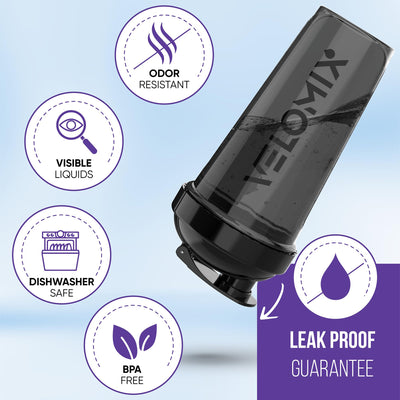 VELOMIX -4 PACK- 28 oz Protein Shaker Bottle for Protein Mixes - 4x Wire Whisk | Leak Proof Shaker Cups for Protein Shakes | Protein Shaker Bottle Pack | Protein Shake Cup (Brown)