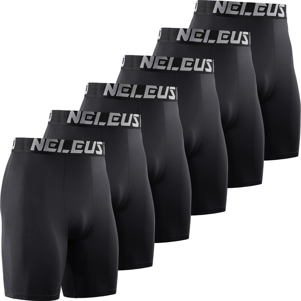 NELEUS 3 or 6 Pack Compression Shorts for Men Spandex Sport Shorts Running Athletic Workout Performance Baselayer Underwear
