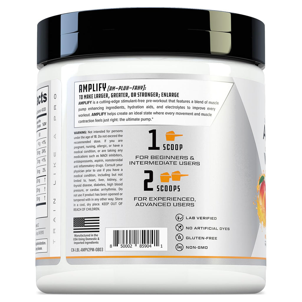 Cutler Nutrition Amplify Pump Pre Workout Caffeine Free Nitric Oxide Booster containing Arginine and Citrulline Pre-Workout for Maximum Pumps Sour Lemonade Flavor