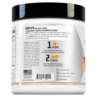 Cutler Nutrition Amplify Pump Pre Workout Caffeine Free Nitric Oxide Booster containing Arginine and Citrulline Pre-Workout for Maximum Pumps Sour Lemonade Flavor