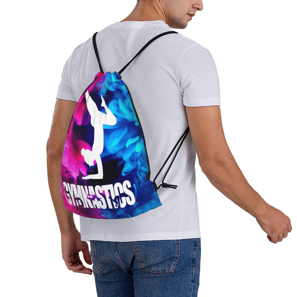 Gymnastics Drawstring Backpack Light Gym String Bag Pink Water Resistant Sackpack Sport Yoga Daypack For Womens Mens