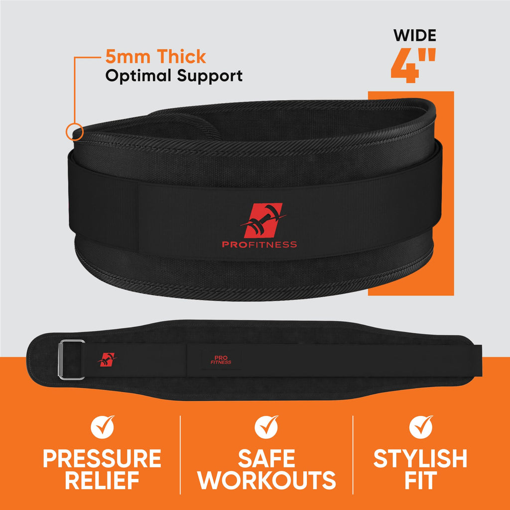 ProFitness Weight Lifting Belt for Women - 4'' Wide Comfortable Workout Belt for Women - Weight Belt for Women Squats & Deadlifts - Back Support Weight Lifting Belt Women & Men
