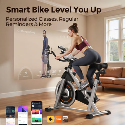 YOSUDA Exercise Bike, Brake Pad Stationary Bike for Home with Exclusive App, Magnetic Indoor Cycling Bike with 300 lb Weight Capacity, Low Noise, Tablet Holder and Fitness Courses for Weight Loss