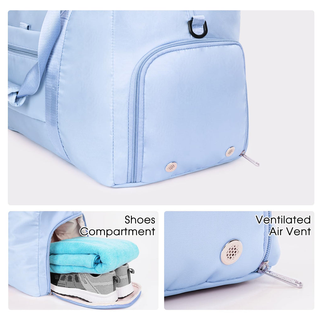 Ceneda 20" Gym Bag for Women with Wet Pocket & Shoe Compartment, Lightweight Duffel Waterproof Carry On Duffle for Travel, Yoga, Overnight (Green)