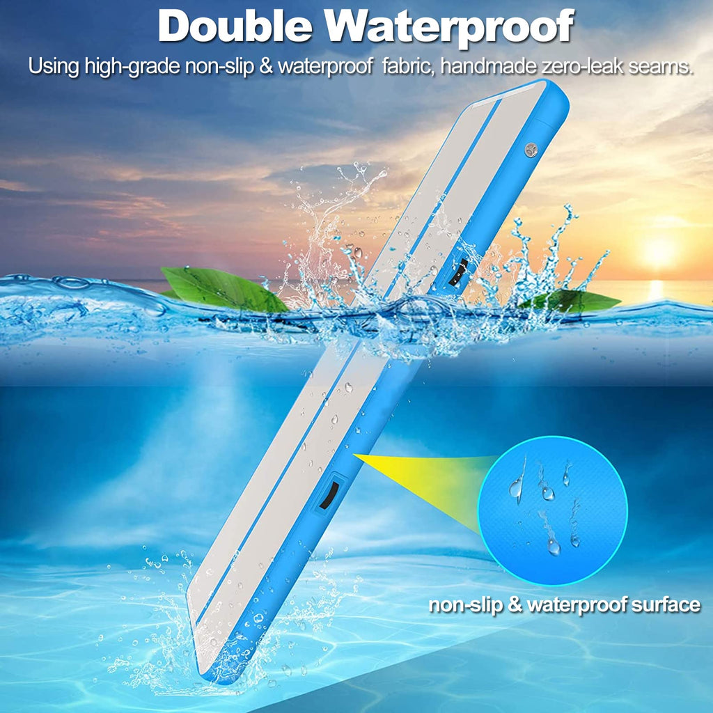 13ft/16ft/20ft Inflatable Air Gymnastics Mat Training Mats 4.3ft Widening 4 inches Thickness Gymnastics Tracks with Electric Air Pump for Home Use/Training/Cheerleading/Yoga/Water