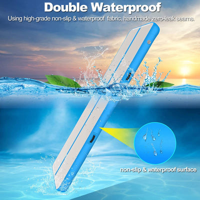 13ft/16ft/20ft Inflatable Air Gymnastics Mat Training Mats 4.3ft Widening 4 inches Thickness Gymnastics Tracks with Electric Air Pump for Home Use/Training/Cheerleading/Yoga/Water