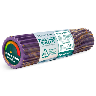 Oceanfoam Tidal Roller - Natural - Muscle Massage Foam Roller for Back Pain & Stretching - Firm and Ergonomic Wide Wave Textured - Yoga, Athletics, & Wellness - Full Size, 20" x 5"