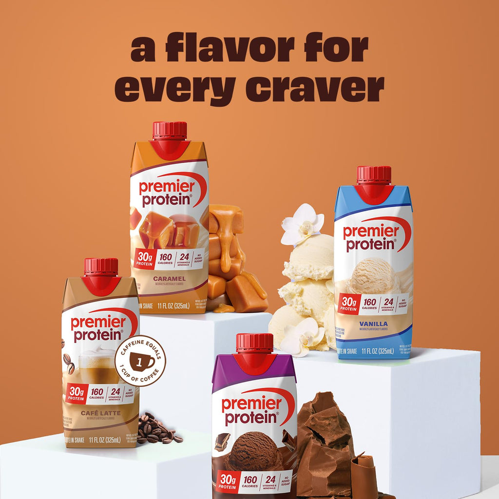 Premier Protein Shake, Vanilla, 30g Protein, 1g Sugar, 24 Vitamins & Minerals to Support Immune Health, 11 fl oz, Pack of 12 (Packaging May Vary)