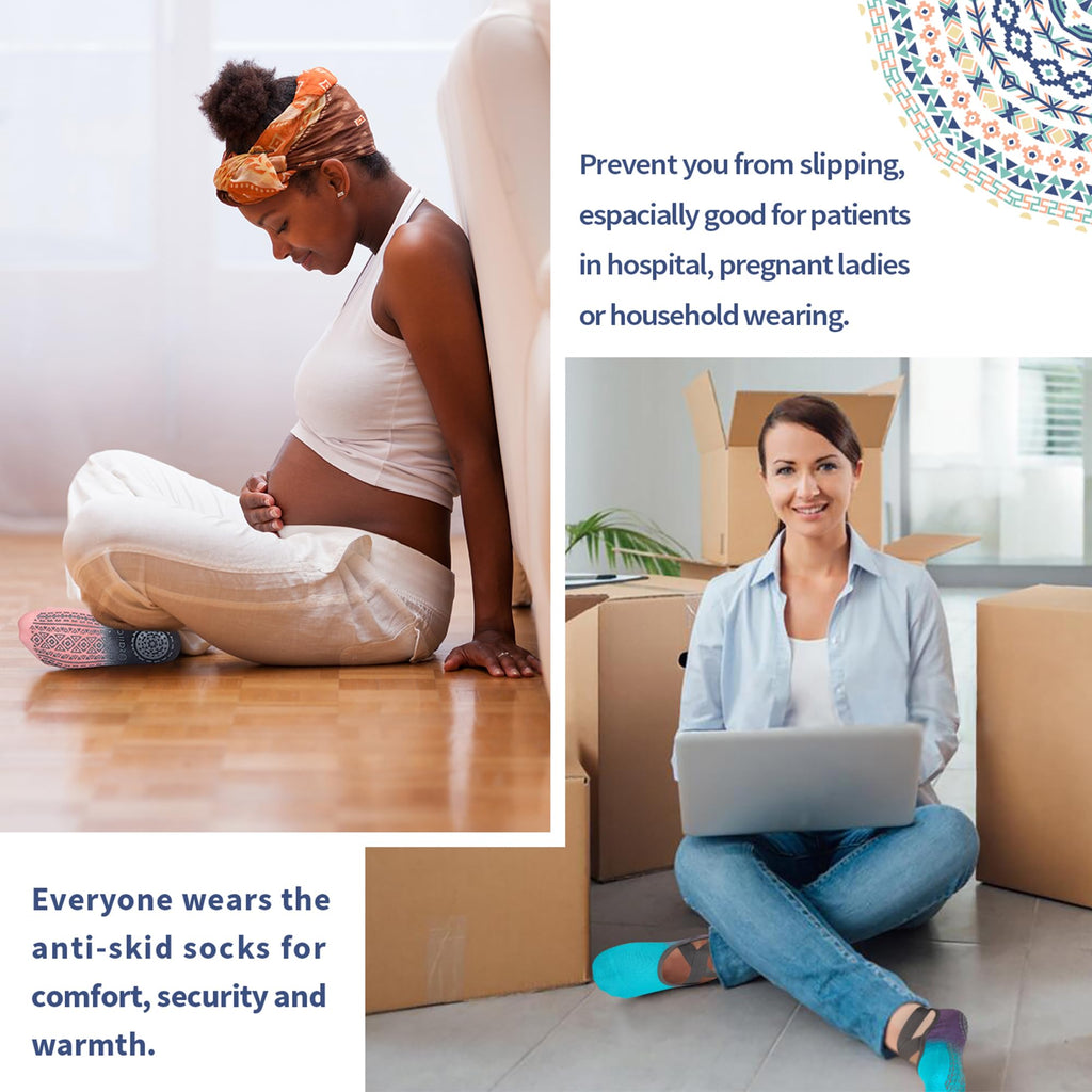 Ozaiic Pilates Socks for Women Non Slip Grip, Yoga Socks with Grippers for Barre, Hospital, Ballet, Dance, Barefoot Workout