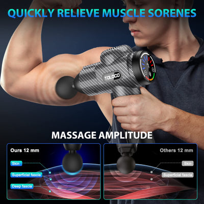 TOLOCO Massage Gun, Deep Tissue Back Massage for Athletes for Pain Relief, Percussion Massager with 10 Massages Heads & Silent Brushless Motor, Gifts for Fathers Day, Black