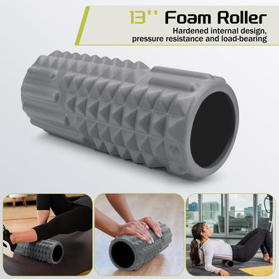 Foam Roller High Density Foam Roller Set for Deep Tissue Muscle Massage, 18" Trigger Point Fitness Exercise Massage Roller, Self-Myofascial Release for Whole Body (Black-18(2 in 1))