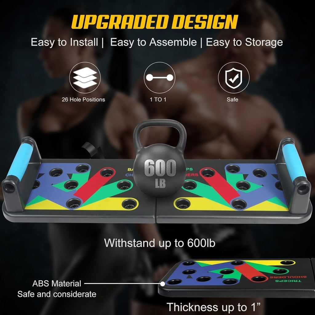 Solid Push Up Board 15 in 1 Home Workout Equipment Multi-Functional Pushup Stands System Fitness Floor Chest Muscle Exercise Professional Equipment Burn Fat Strength Training Arm Men & Women Weights