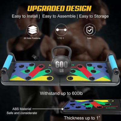 Solid Push Up Board 15 in 1 Home Workout Equipment Multi-Functional Pushup Stands System Fitness Floor Chest Muscle Exercise Professional Equipment Burn Fat Strength Training Arm Men & Women Weights