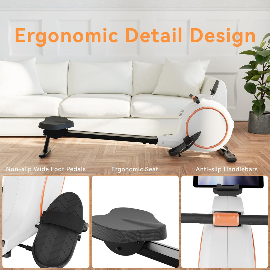 Superun Rowing Machines for Home, Magnetic Rowing Machine with 32 Levels, Rower Machine of Quiet Resistance & 300LBS Weight Capacity, Row Machine with LED Monitor, App Supported and Comfortable Seat