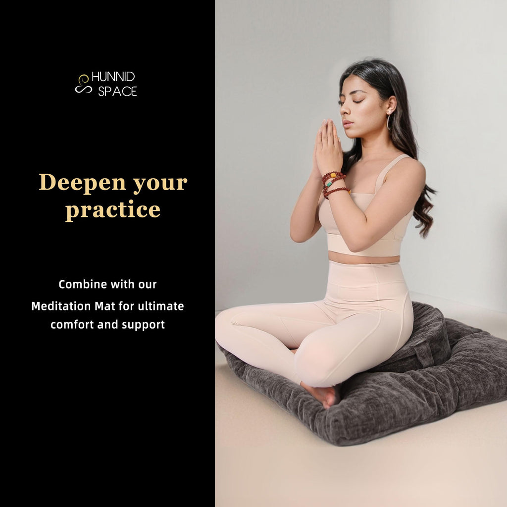 Meditation Zafu Cushion Set with Buckwheat Hulls & Memory Foam - Ergonomic Support for Yoga & Sitting - Removable Machine-Washable Luxury Velvet Cover - for Adults and Kids (Blue)