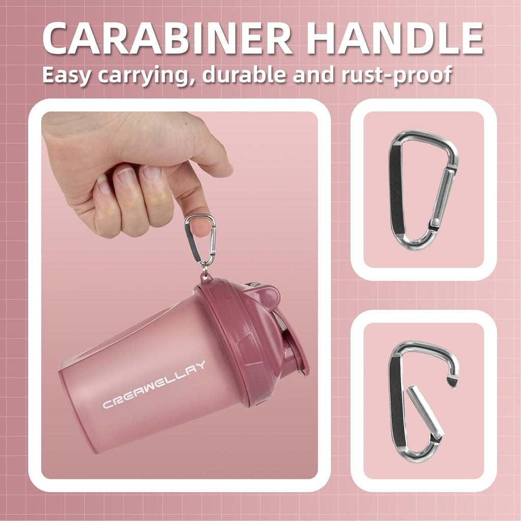 2 Pack Shaker Bottles for Protein Mixes, 17 oz Small Protein Shaker Bottle with Handle, Gym Shaker Cups with Blending Ball for Pre Workout, BPA-Free & Dishwasher Safe (Black, Pink)