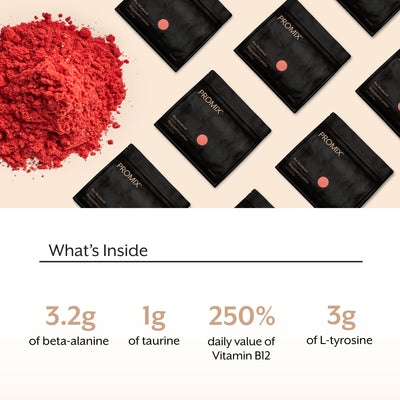 Promix Pre-Workout Powder, Strawberry Lemon – Boosts Focus, Energy & Endurance – With Caffeine, B12, Beta-Alanine & L-Tyrosine – Gluten & Dairy-Free, 10.05 oz