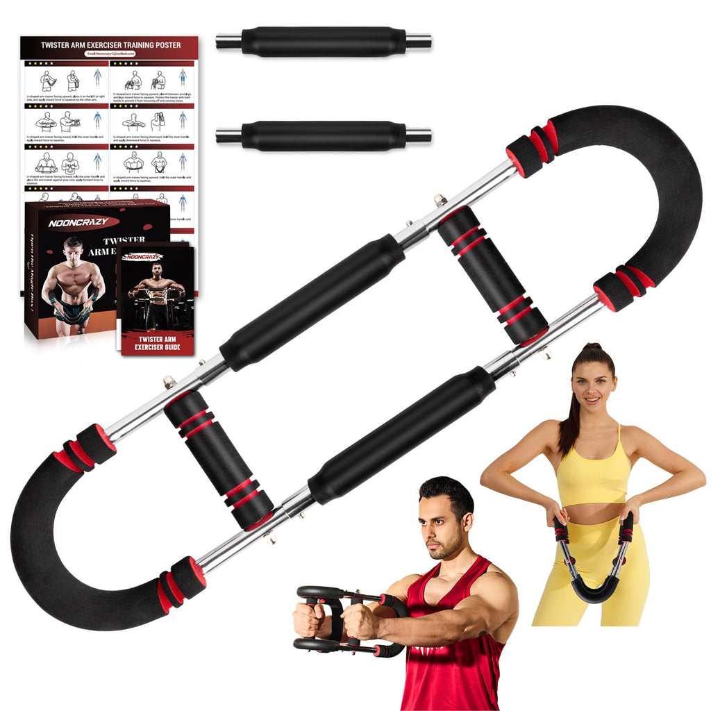 Twister Arm Trainer, Adjustable Twister Arm Chest Exerciser with 2/4 Spring & Training Poster for Men & Women, Detachable Power Twister Home Fitness Equipment for Enhancing Upper Body Muscle