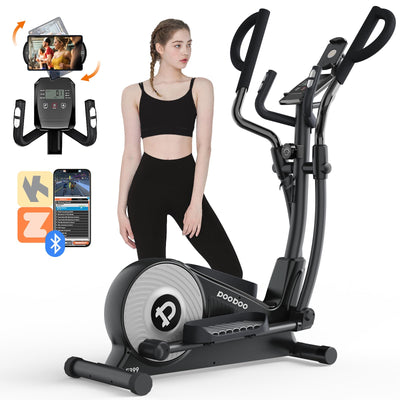 pooboo Elliptical Machine, Elliptical Exercise Machine with 16-Level Resistance&Hyper-Quiet Magnetic Driving System, Elliptical Machine for Home with LCD Monitor&15.5IN Stride, 350LBS Weight Capacity