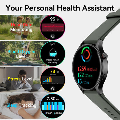 Fitpolo Smart Watch for Women,1.3" AMOLED Touchscreen Fitness Tracker, Make/Answer Calls, Heart Rate SpO2 Monitor, IP68 Waterproof, Sleep & Activity Tracking Smartwatch for Android Phones iPhone