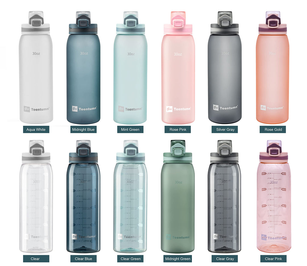 30oz Sport Water Bottle with Time Markers, Large Durable Gym Plastic Bottle Tritan BPA Free for Fitness, Outdoor Enthusiasts, Leakproof Gray (Pack of 1)