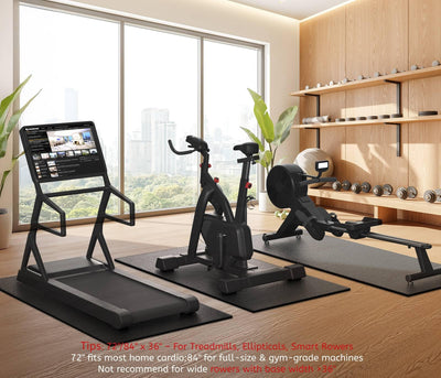 Treadmill Mat, 7'x3'/6'x3'/6'x2.5'/5.6'x2'/4'x2', 6mm Thick Exercise Equipment Gym Mat for Hardwood FloorCarpet, Compatible with Peloton Bike, Indoor Spin Bike, Elliptical