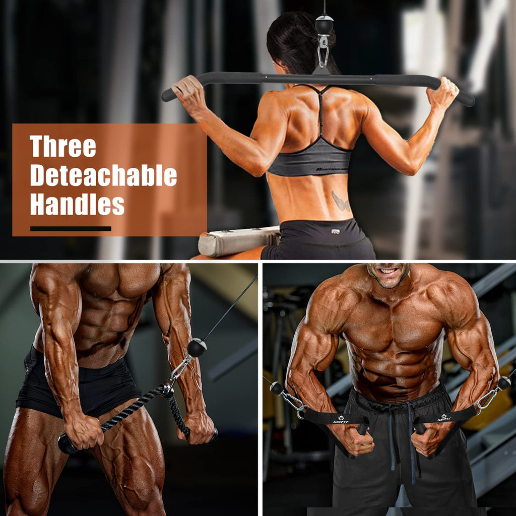 SERTT Home Gym Pulley System - Tricep Workout, Lat Pulldown, Biceps Curl, Triceps, Shoulders, Back, Forearm, Weight Cable for Squat Rack, Garage